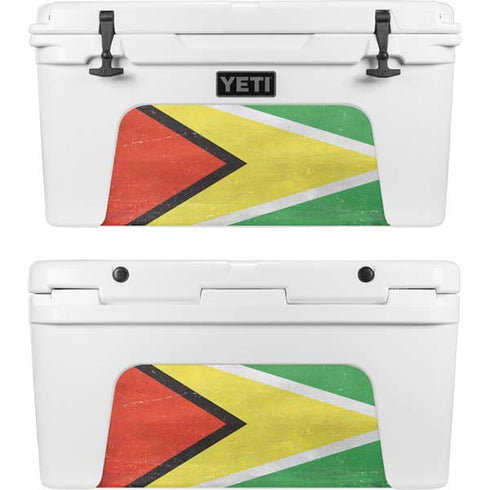 Guyana Flag Distressed YETI Tundra 75 Hard Cooler Skin
